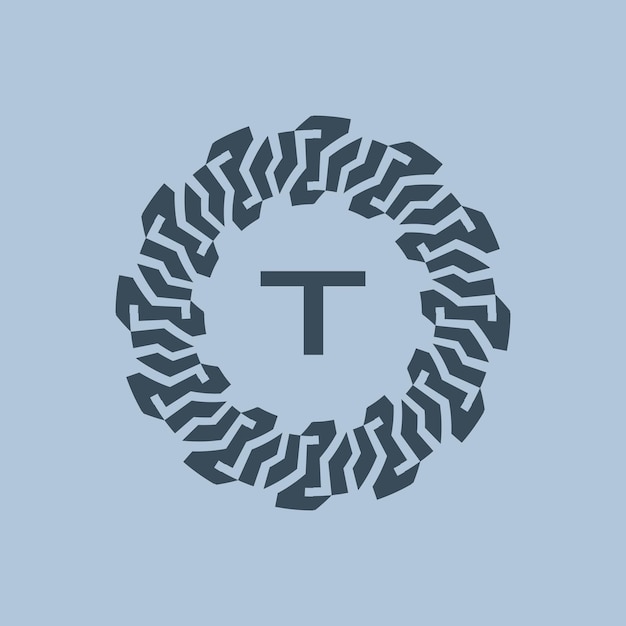El emblema del círculo moderno y inteligente, las iniciales de la letra T.