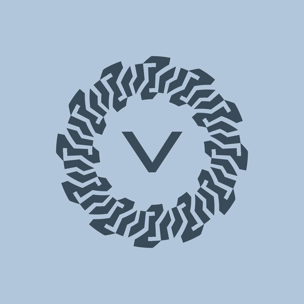 El emblema del círculo moderno y inteligente, las iniciales de la letra V.