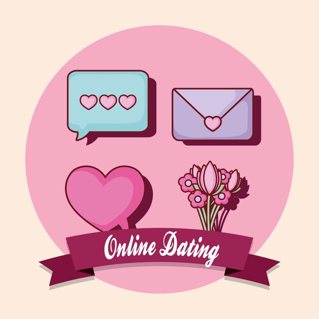 Emblema de citas en línea con cinta decorativa