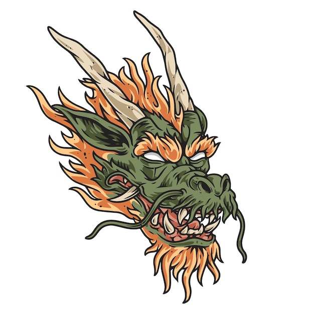 El emblema colorido de la cabeza del dragón chino