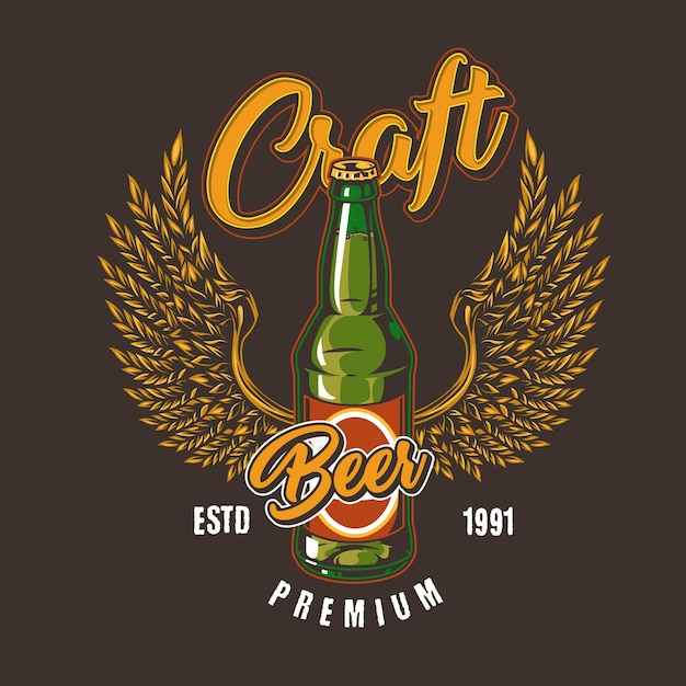 Vector emblema colorido de cervecería vintage