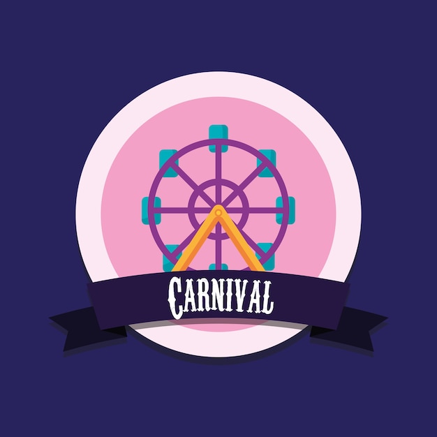 Vector emblema del concepto de carnaval con el icono de noria