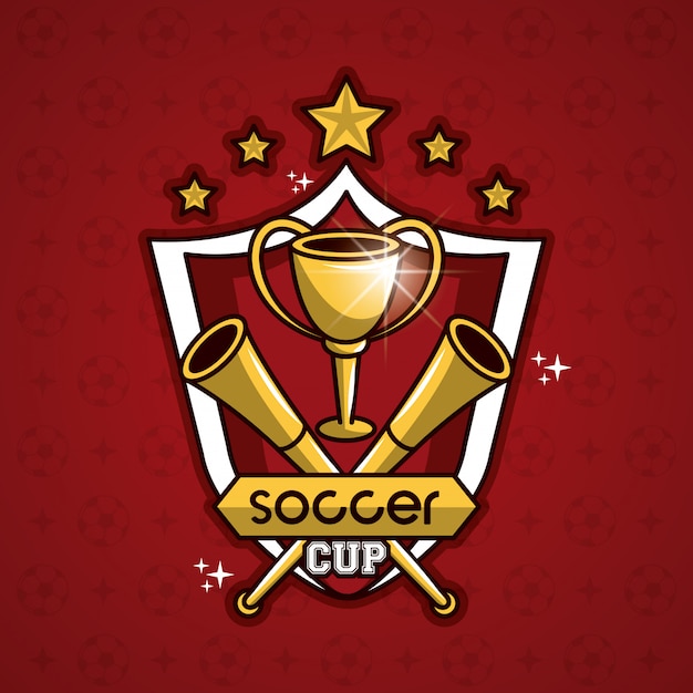 Vector emblema de la copa de fútbol con estrellas en insignia