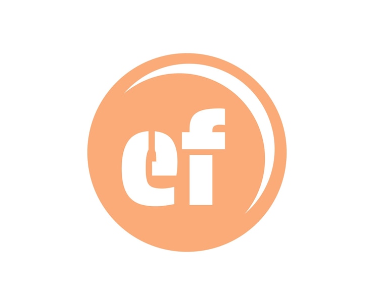 Vector emblema deportivo de la ef o logotipo del equipo logotipo de la pelota con una combinación de las letras iniciales e y f para las pelotas insignia del club de entrenamiento de la empresa deportiva