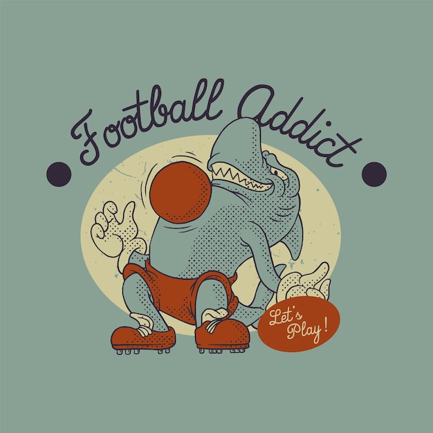 Vector emblema de dibujos animados de la mascota de tiburón freestyler de fútbol con estilo retro