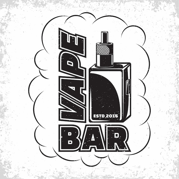 Emblema de diseño de logotipo vintage vape lounge del club o casa de vape