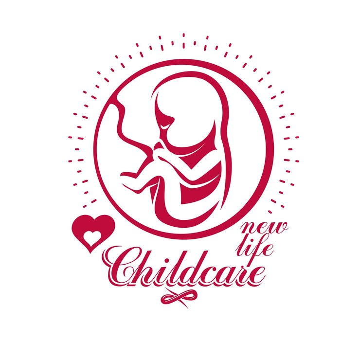 Vector emblema de embrión vectorial aislado en blanco. dibujo del comienzo de una nueva vida. símbolo conceptual del centro de atención neonatal
