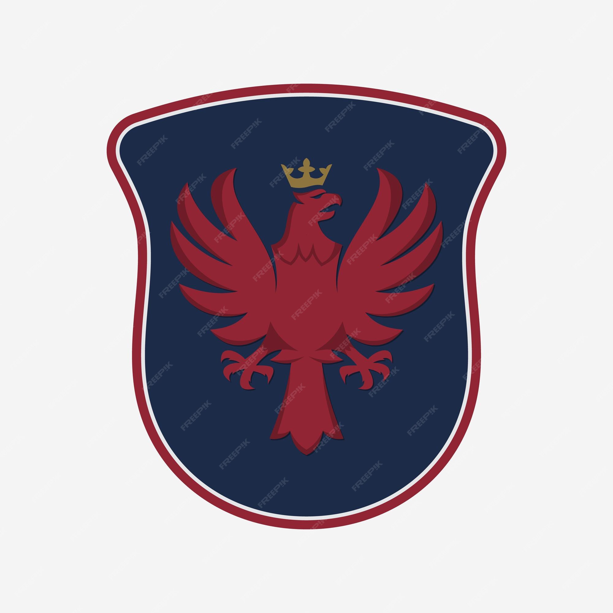 Emblema de escudo con águila americana coronada | Vector Premium