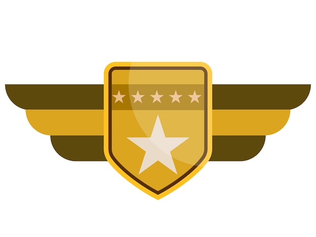 Vector emblema estrella con alas, insignia icono militar