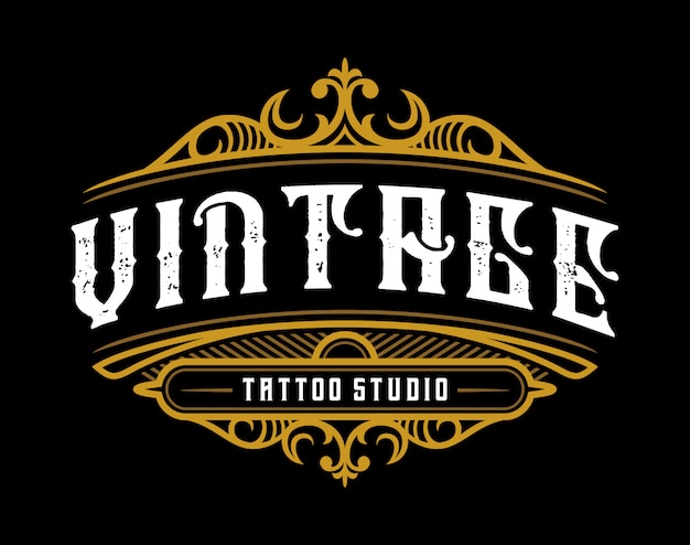 Vector emblema de estudio de tatuaje vintage