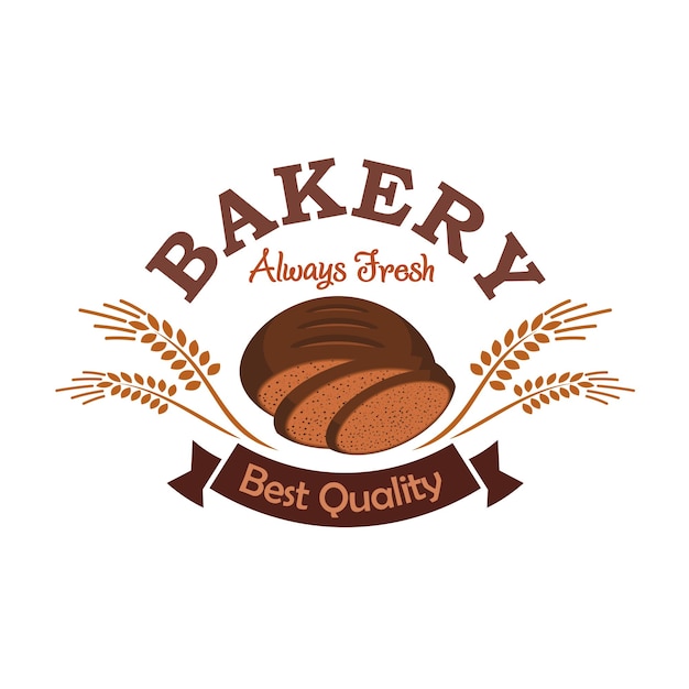 Emblema de la etiqueta de la tienda de panadería con pan de centeno en rodajas
