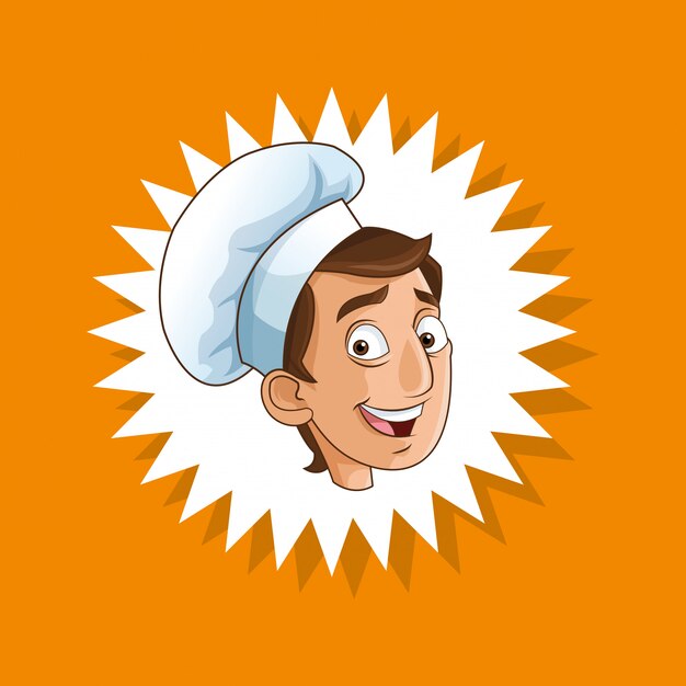 Emblema feliz cocinero o cocinero icono de imagen