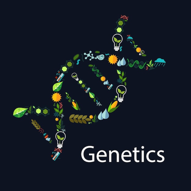Emblema de forma de ADN conceptual de genética