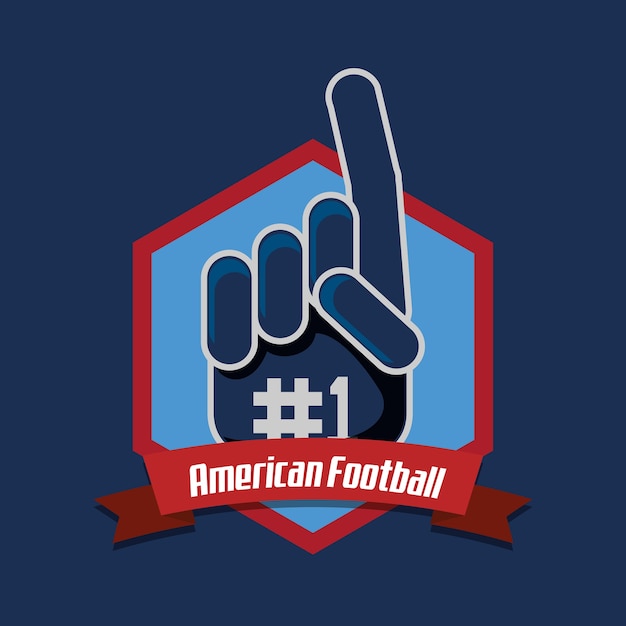 Emblema de fútbol americano con icono de guante de fan deportivo