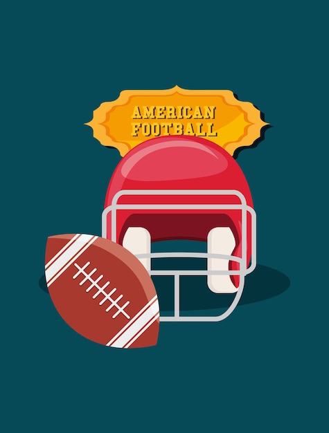 emblema de fútbol americano con pelota y casco