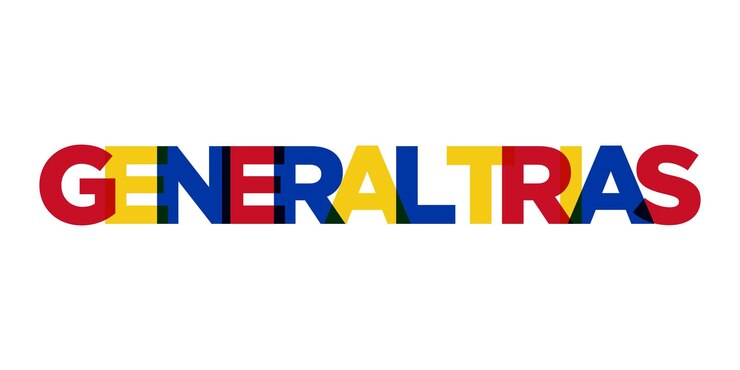 Vector el emblema del general trias en filipinas el diseño presenta una ilustración vectorial de estilo geométrico con tipografía audaz en una fuente moderna las letras gráficas del eslogan