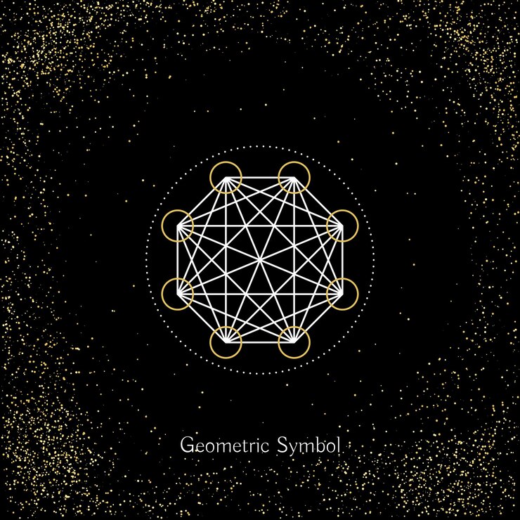Vector emblema de la geometría lineal mágica vectorial