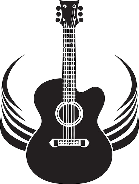 Emblema de guitarra de resonancia rítmica Vector de diseño de logotipo de guitarra de florecimiento