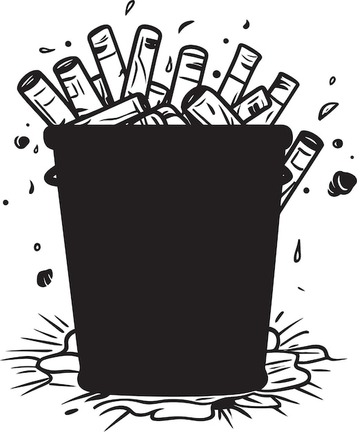 Emblema de hábito dejado icono de contenedor de basura recuerdo logotipo vectorial negro