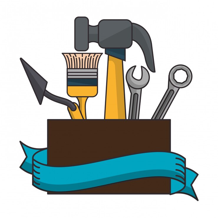 Vector emblema de herramientas de construcción
