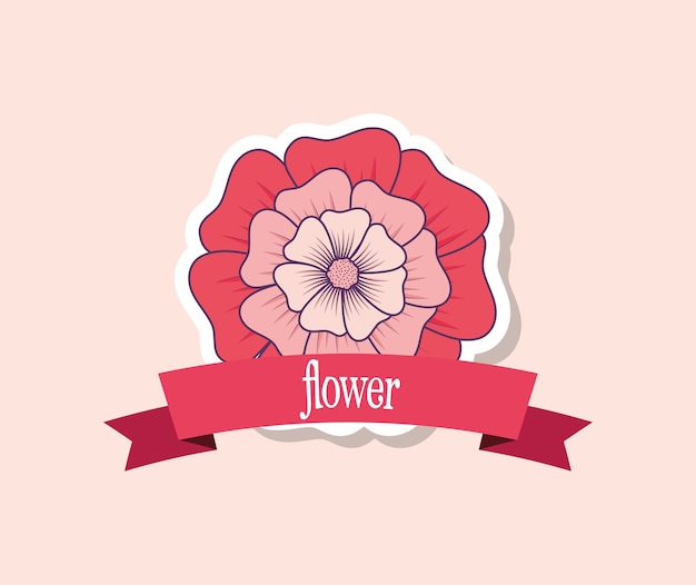 Vector emblema con el icono de flor hermosa