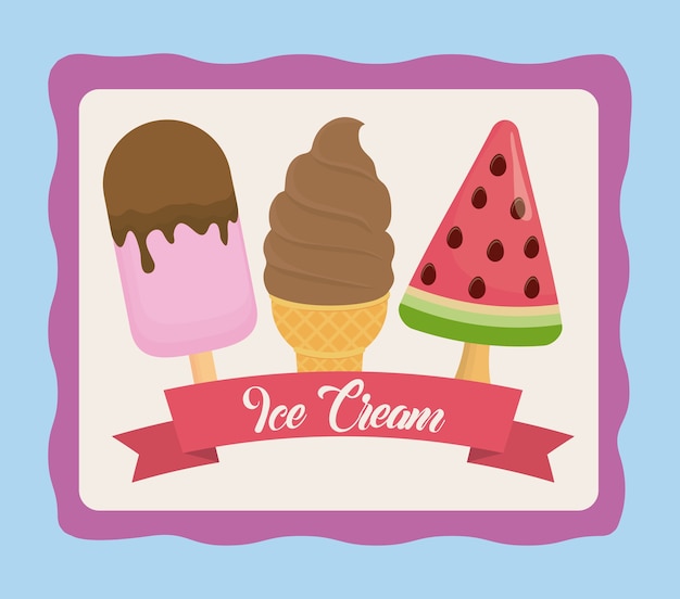 Vector emblema con icono de helados