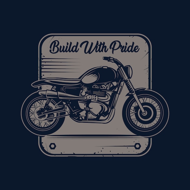 Vector emblema de la ilustración de vector de motocicleta personalizada vintage