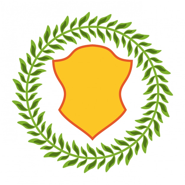 Emblema de la insignia con hojas de corona