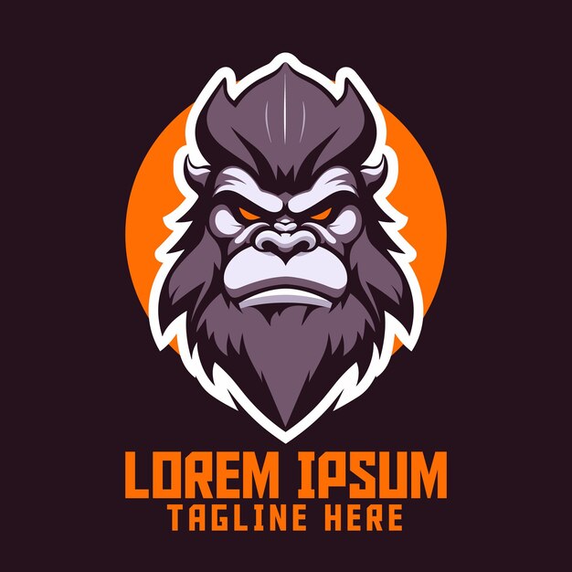 Emblema de insignia de icono de Yeti y logotipo de cabeza de mascota de monstruo Plantilla de Bigfoot para deportes y deportes electrónicos