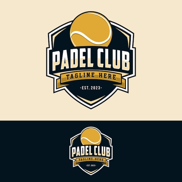 Emblema de la insignia del logotipo de Padel Ilustración de vector de etiqueta deportiva para un club de padel