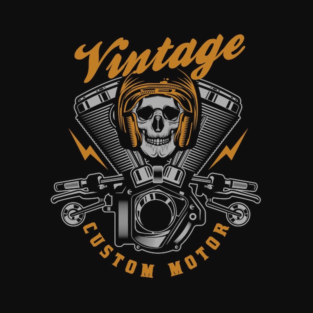 Emblema de insignia de motor de motocicleta de garaje vintage