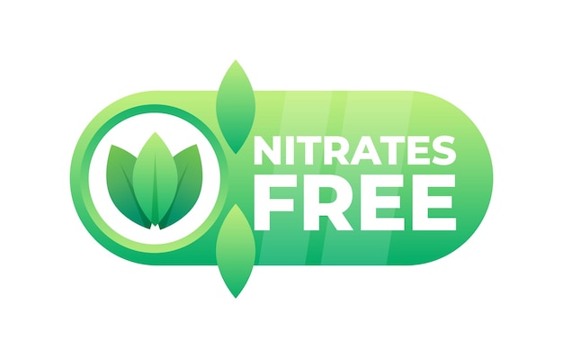 Emblema en una insignia verde que designa el producto como libre de nitratos añadidos para mejorar la salud