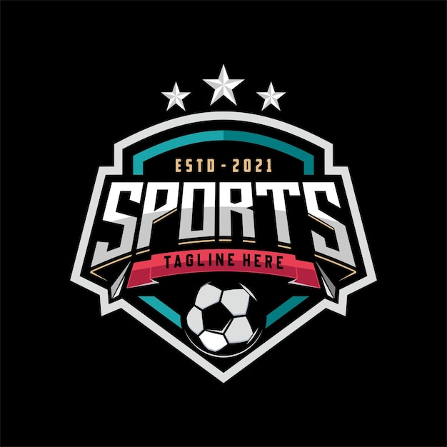 Emblema de insignia vintage Logotipo de la liga del club del equipo deportivo de fútbol con icono de concepto de escudo y pelota
