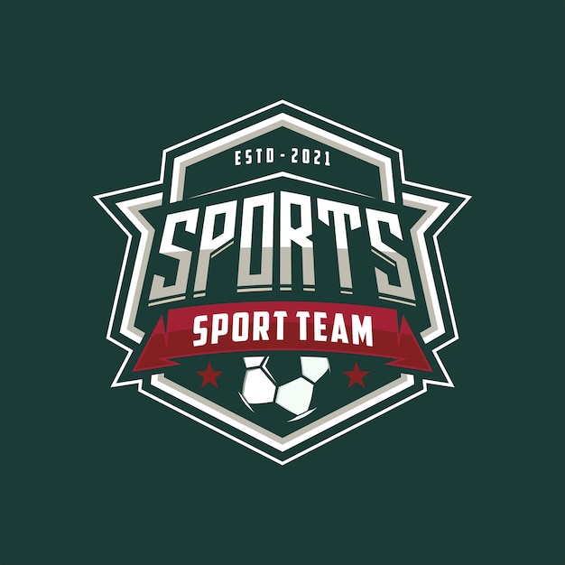 Emblema de insignia vintage El logotipo de la liga del equipo deportivo de fútbol con escudo y concepto de pelota
