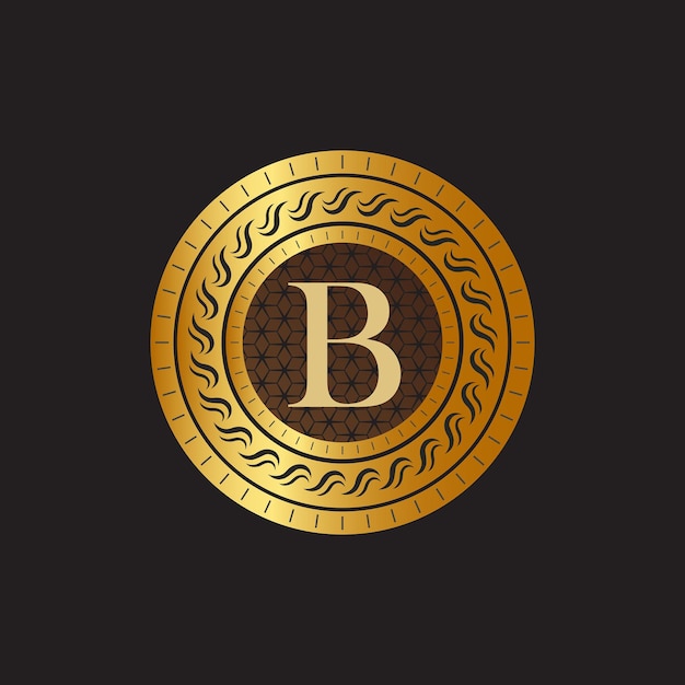 Emblema Letra B Tejido Círculo Monograma Plantilla graciosa Diseño de logotipo sencillo para la cresta de lujo