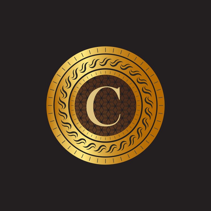Vector emblema letra c tejido círculo monograma plantilla graciosa diseño de logotipo sencillo para la cresta de lujo