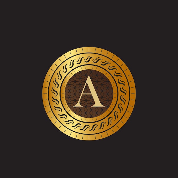 Emblema Letra Un círculo de tejer Monograma plantilla graciosa Diseño de logotipo sencillo para la cresta de lujo