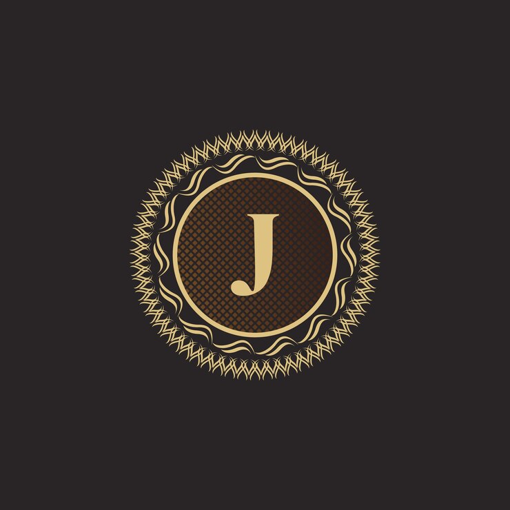 Vector emblema letra j diseño de monograma dorado plantilla de logotipo volumétrico de lujo ornamento de línea 3d para negocios