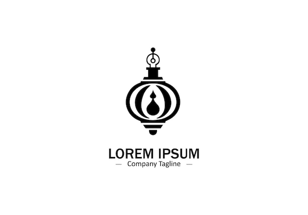 El emblema de la linterna islámica, la ilustración de la lámpara de Ramadán, el logotipo, el icono vectorial, la silueta negra.