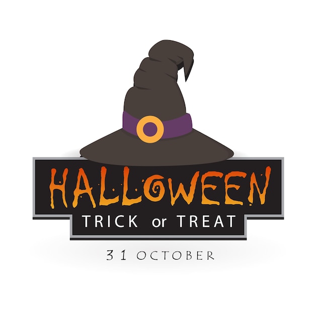 Emblema del logo de halloween con sombrero de bruja