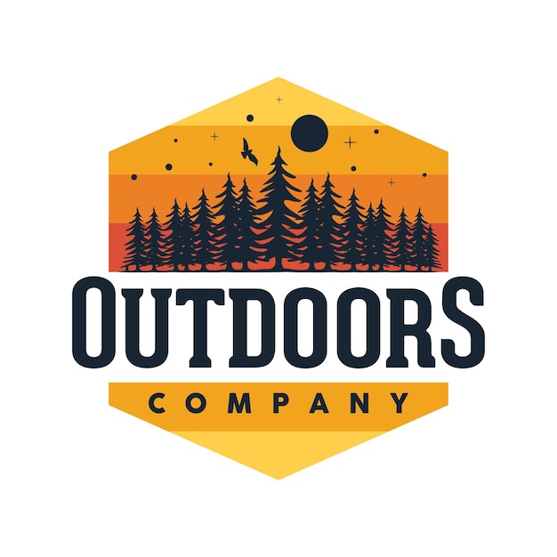 Emblema del logo de Outdoors Company antes de que llegue la noche