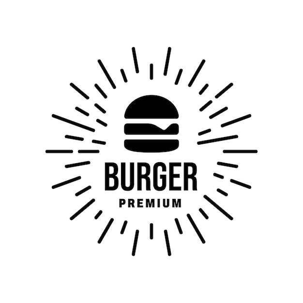 Emblema de logotipo de comida rápida de hamburguesa retro vintage