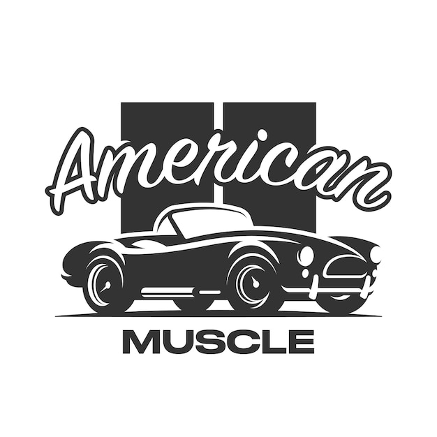 Vector emblema de logotipo estampado de camiseta automotriz american muscle retro car