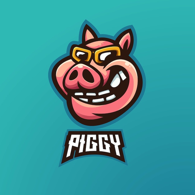 Vector emblema del logotipo de la mascota del cerdo para esport