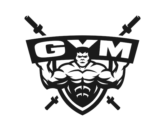 Vector emblema de logotipo monocromático de gimnasio