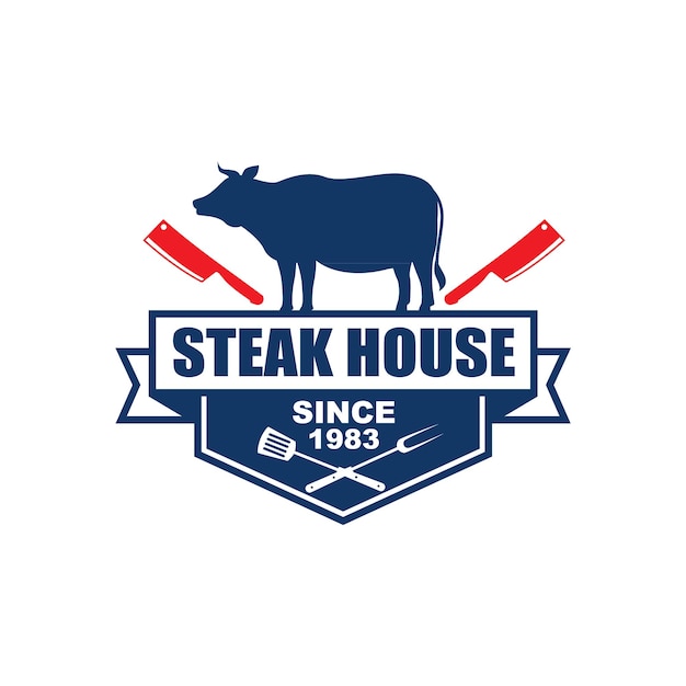 Emblema del logotipo de la parrilla de la casa de filetes