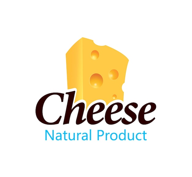 Emblema del logotipo de queso con bloque de queso perforado