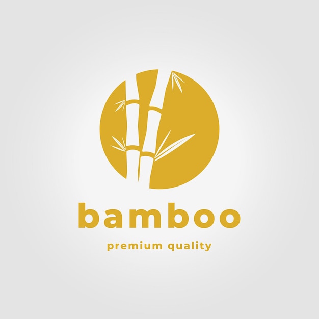 Emblema minimalista de bambú Logotipo Diseño de íconos Ilustración vectorial de bambú y hoja