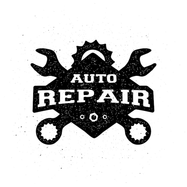 Emblema monocromático de reparación de automóviles