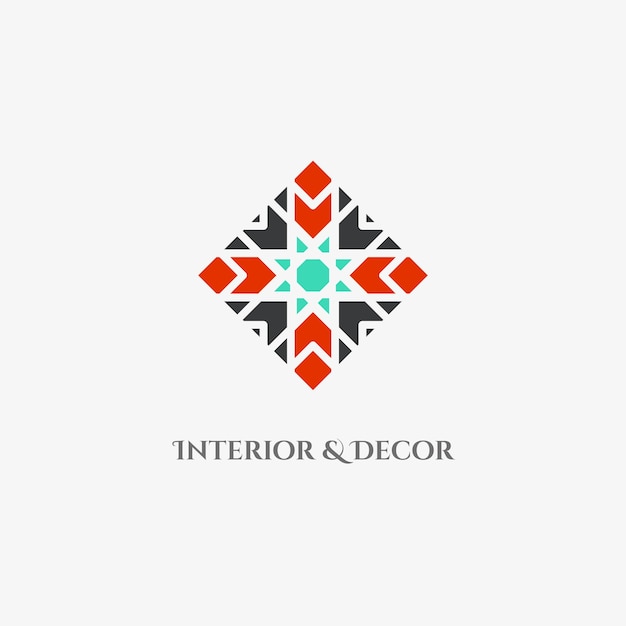 Emblema de mosaico de rombo Signo vectorial con ornamento geométrico para diseño de logotipo de interior y decoración